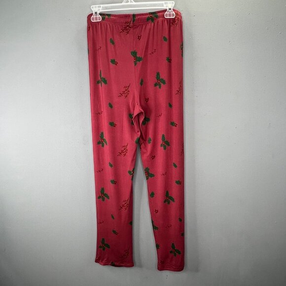 William & Ryan Pajama Lounge Pants S Bamboo Brick Red Holly Leaves Berries NWT - Picture 4 of 5